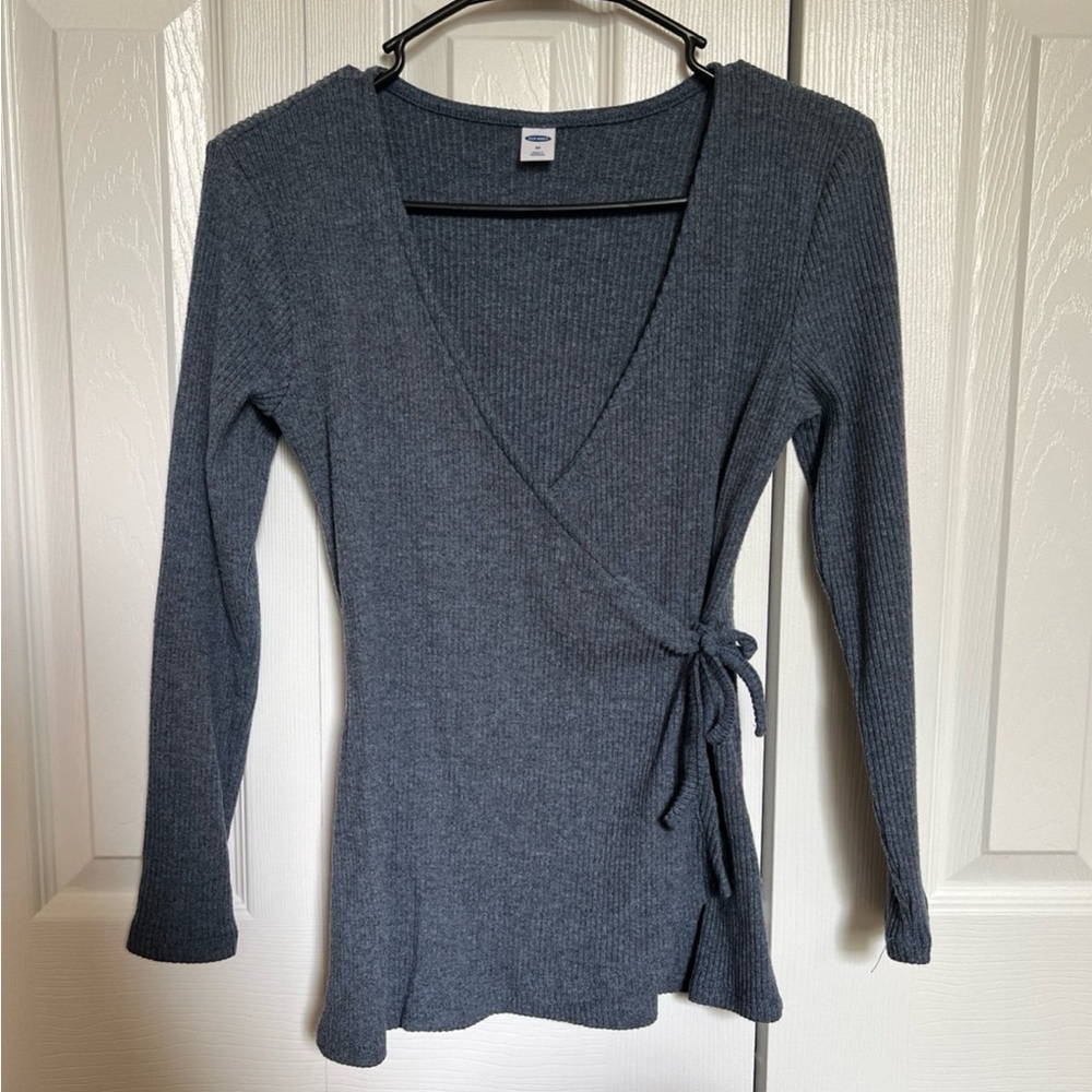Old Navy Charcoal Wrap Blouse